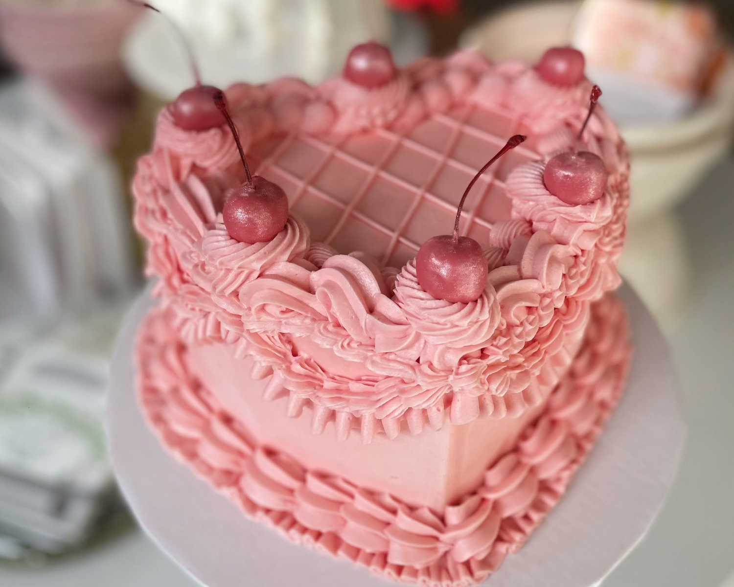 Pink Vintage Heart Cake